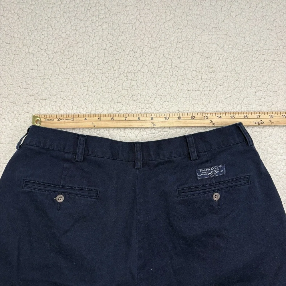 Polo Ralph Lauren Tyler Shorts Mens 36 Navy VTG Pleated Preppy Chino Nautical 9